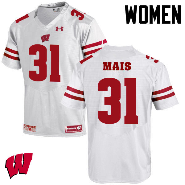 Wisconsin Badgers Women's #31 Tyler Mais NCAA Under Armour Authentic White College Stitched Football Jersey TW40Z52WH